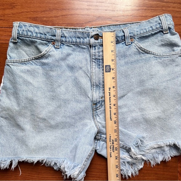 Vintage Levi’s Orange Tab American Flag Raw Hem Distressed Denim cut off Jeans - Picture 2 of 14